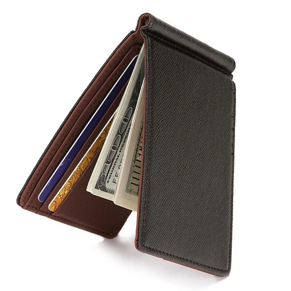 ISKYBOB Leather Money Clip Wallet — Slim Multifunctional Card Holder