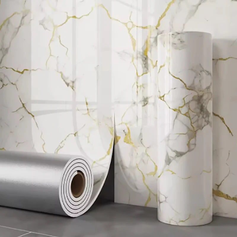 Marble Pattern Self-Adhesive Wallpaper — Waterproof Foam Wall Sticker