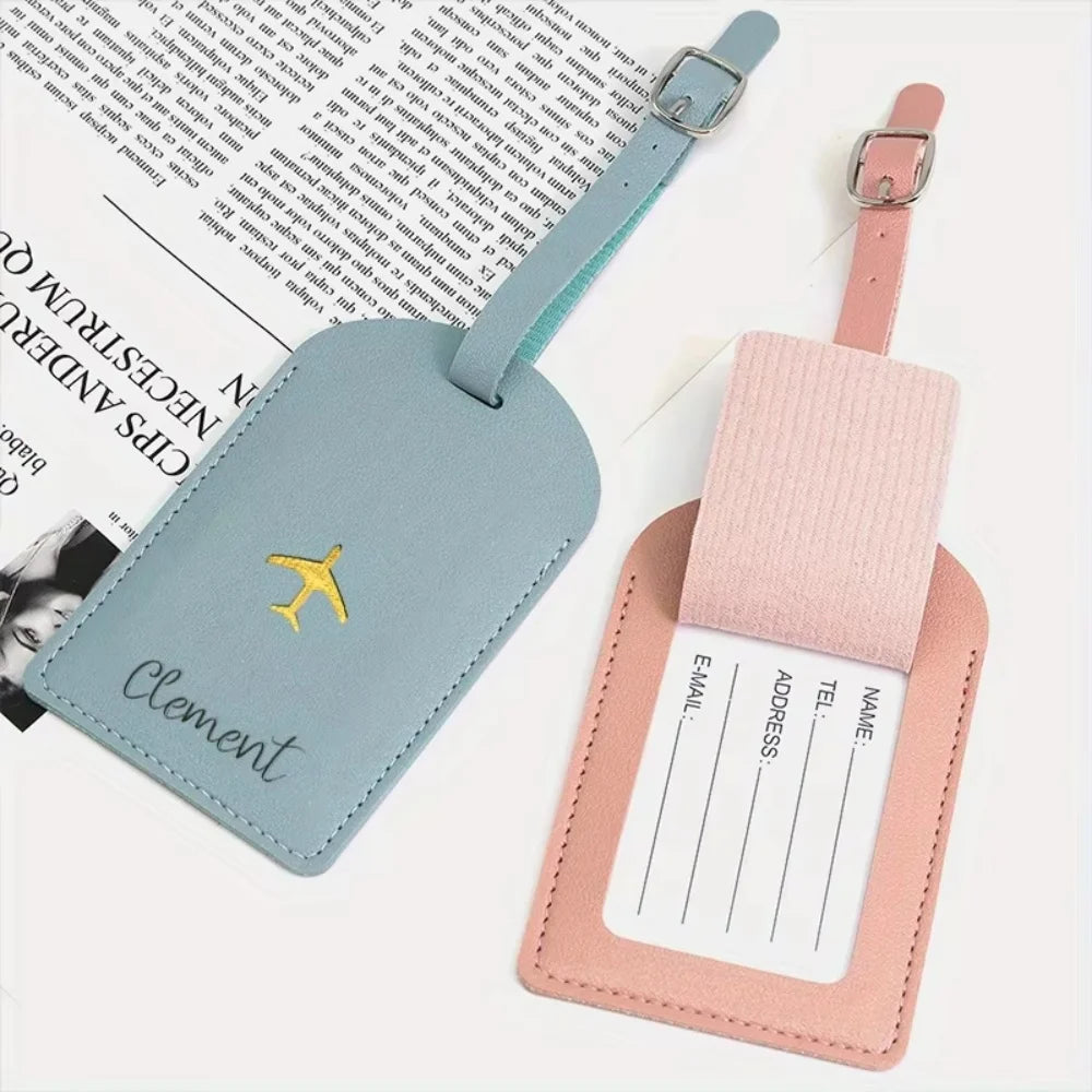 Personalized Custom Name Luggage Tag — Stylish PU Leather Baggage Identifier
