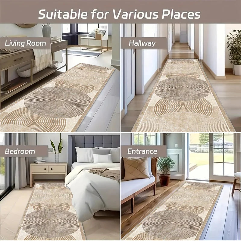 VIKAMA Geometric Textured Rug — Non-Slip Stain-Resistant Floor Mat