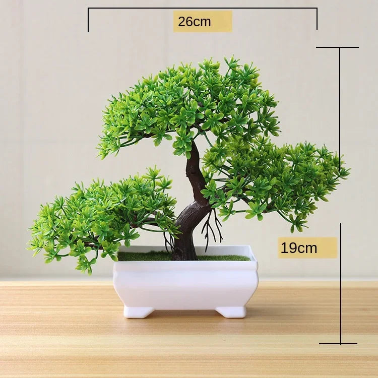 merylover Artificial Bonsai Tree — Potted Green Plant Decor for Home and Office