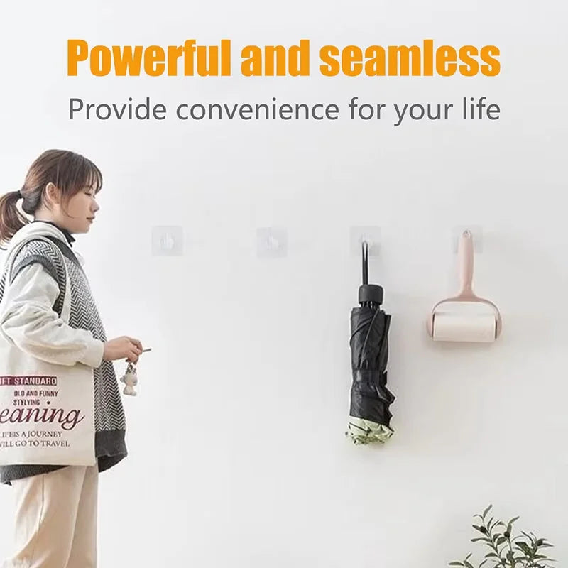 Transparent Adhesive Wall Hooks — Waterproof Storage Solution for Kitchen & Bath