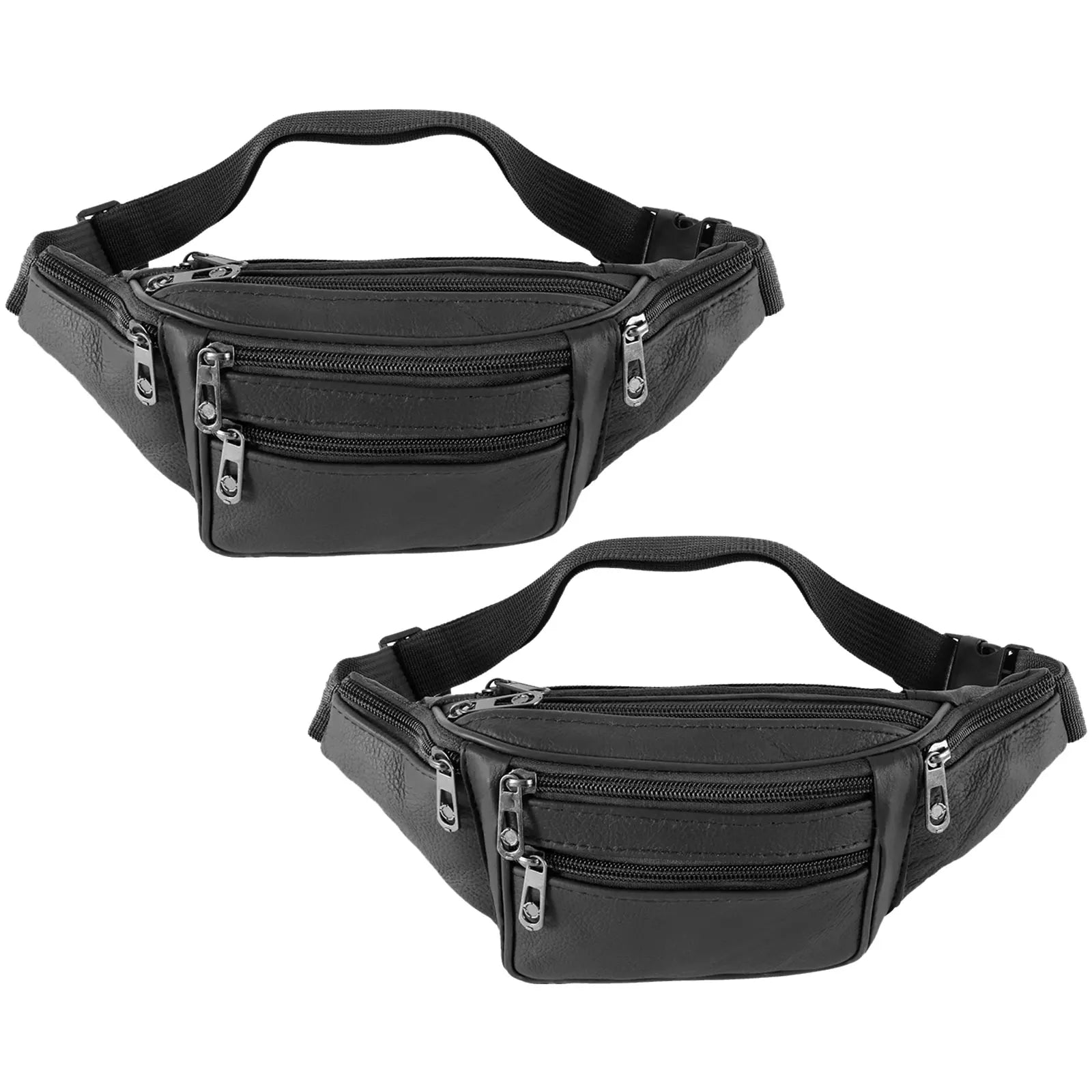 Genuine Leather Waist Pack — Multi-Pocket Travel Belt Bag for Men and Women