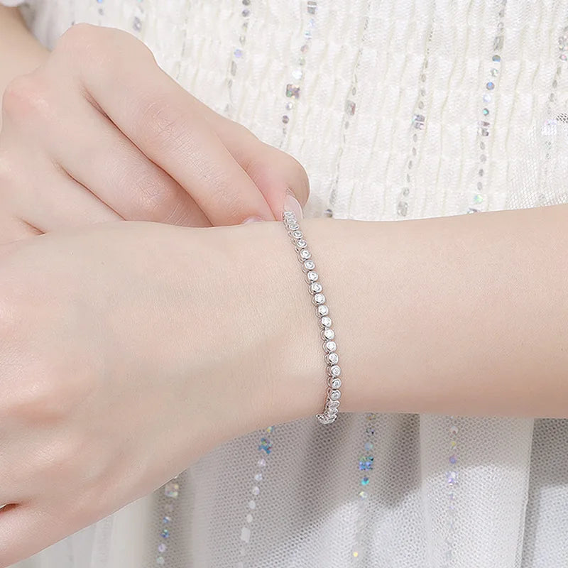 EWYA Moissanite Tennis Bracelet — S925 Sterling Silver Jewelry for Women