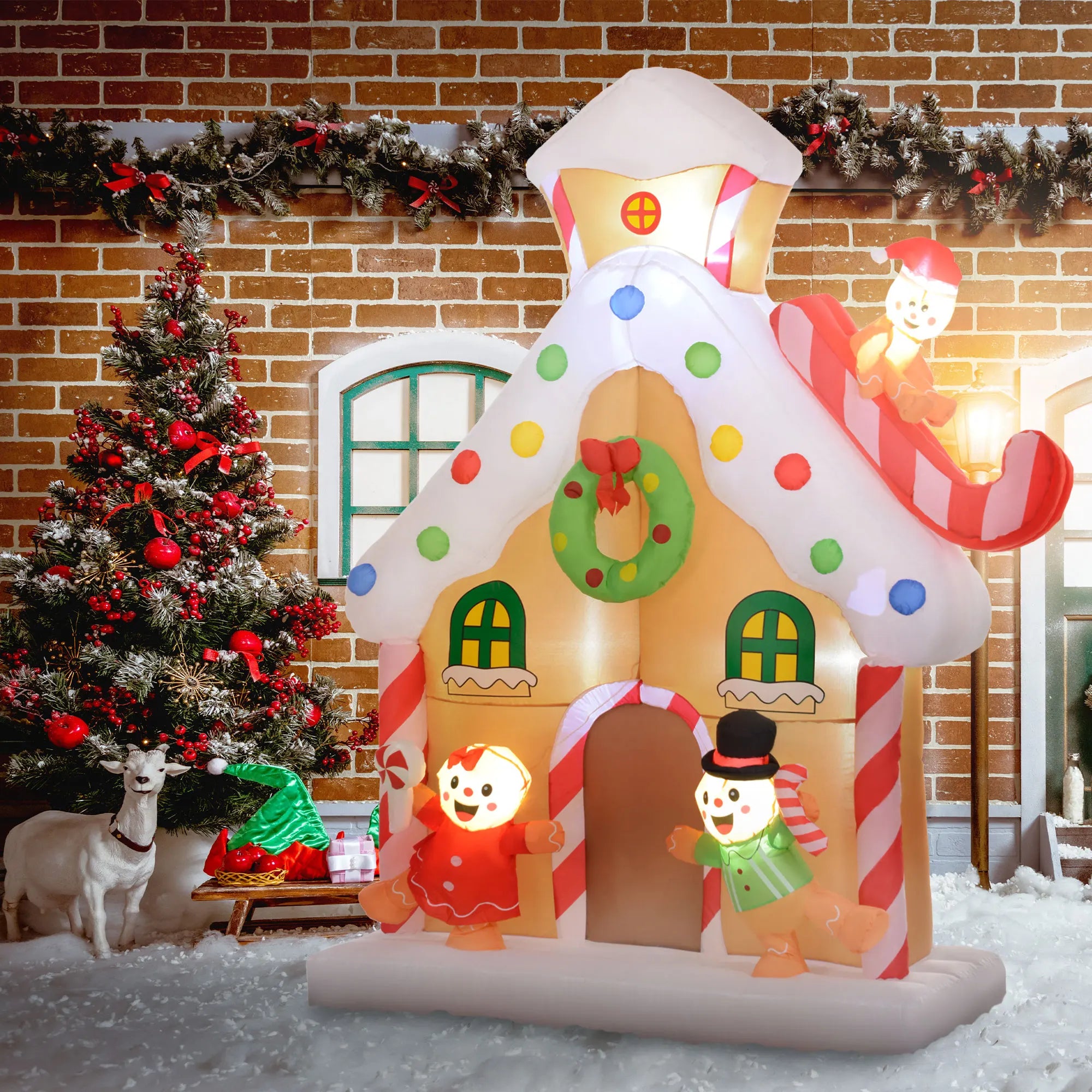 Outsunny 7' Inflatable Gingerbread House — Festive Outdoor Christmas Decor