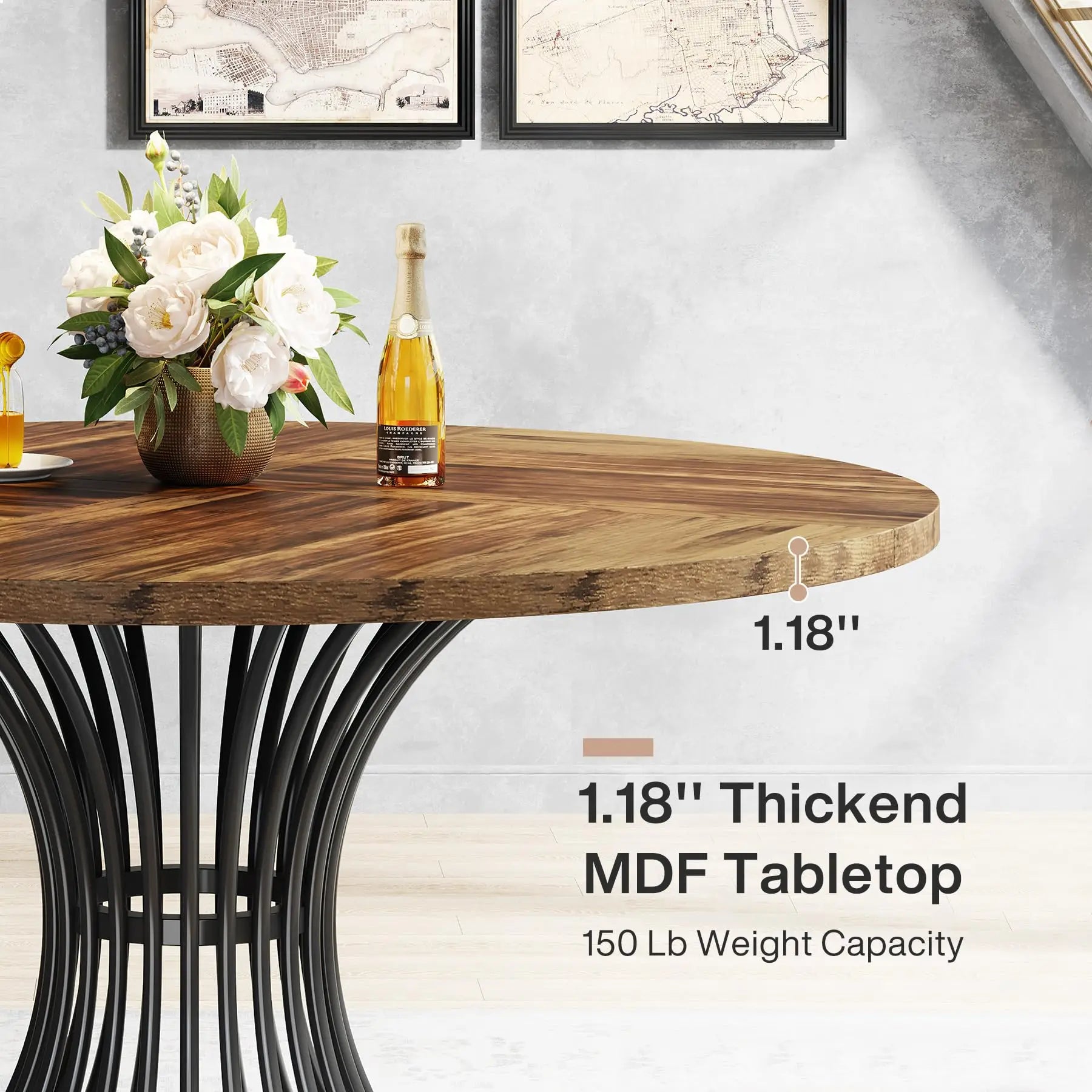 Tribesigns Round Dining Table — 47-Inch Farmhouse Style Kitchen Table
