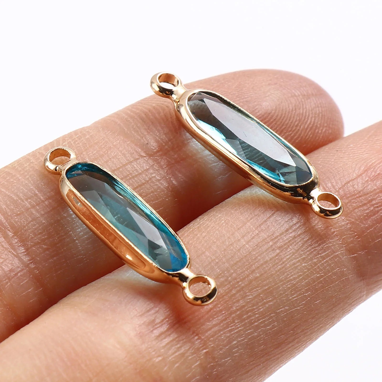 DoreenBeads Oval Glass Connectors — Gold Color Jewelry Findings for DIY Necklaces