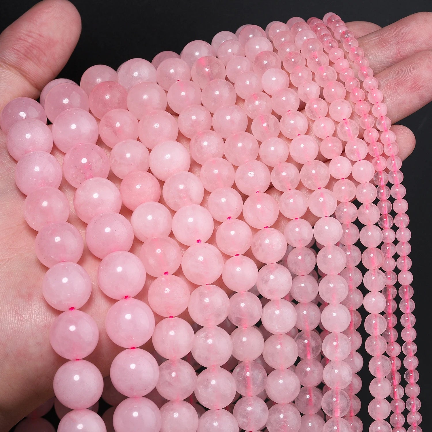Natural Pink Rose Quartz Beads — Round Stone Spacers for DIY Jewelry