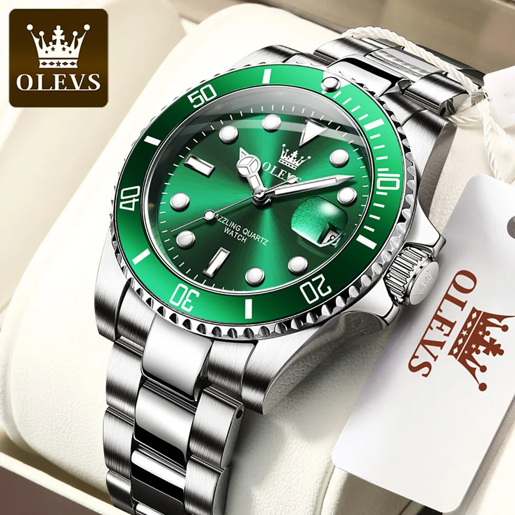 OLEVS 5885 Men's Business Watch — Stainless Steel Quartz Wristwatch