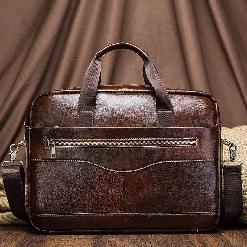 HUMERPAUL Genuine Leather Men's Briefcase — Professional Business Messenger Bag
