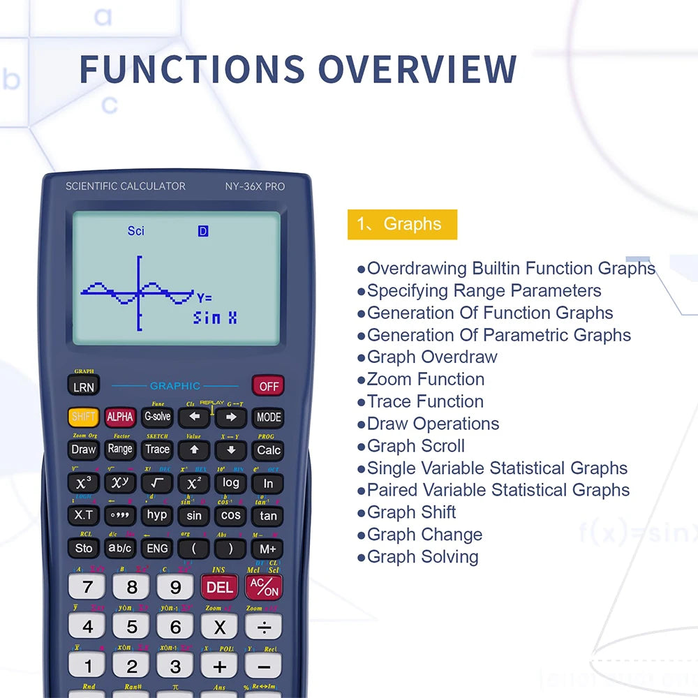 NeWYeS 36X Pro Scientific Calculator — High-Resolution Graphing Tool, Blue