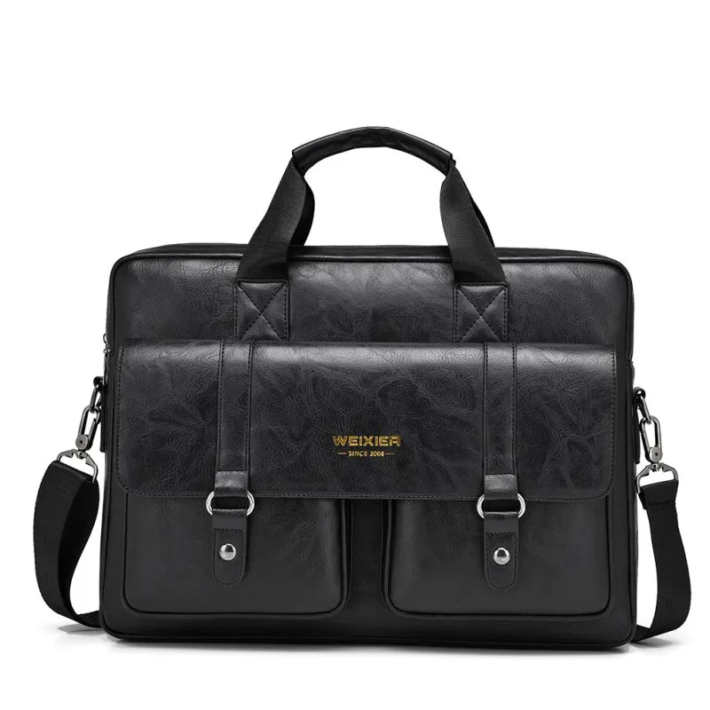 weixier Men's Business Briefcase — PU Leather Laptop Messenger Bag
