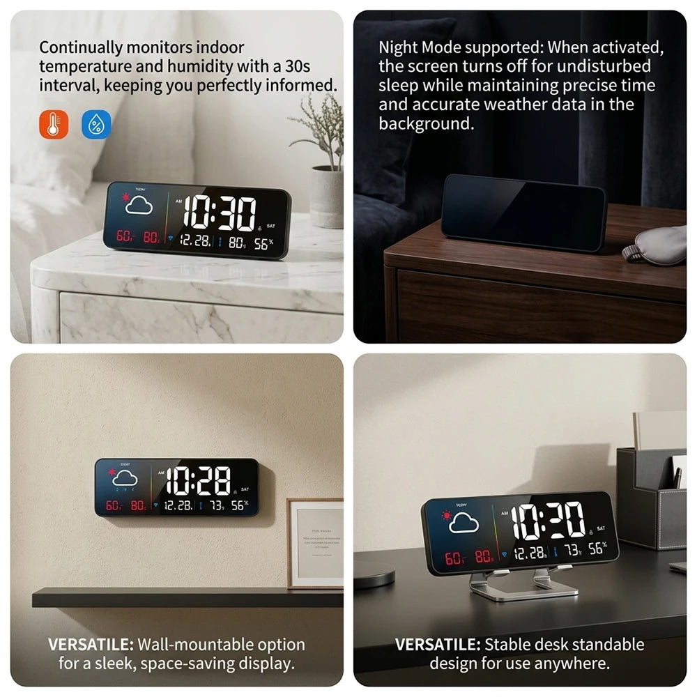 Niditon Smart Weather Clock — Digital Temperature & Humidity Display