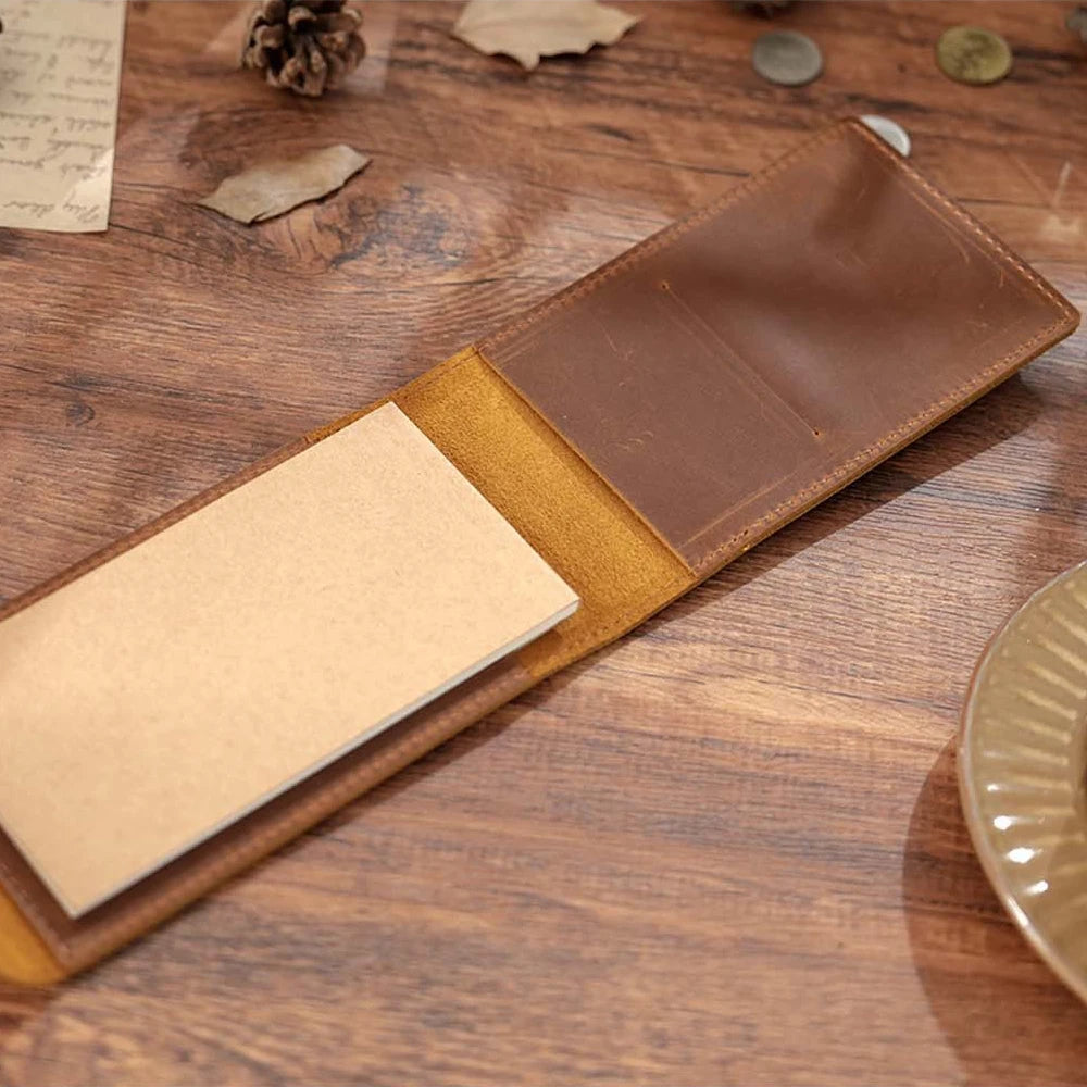 Joy Corner Portable Pocket Notebook — Leather Business Memo Pad & Planner