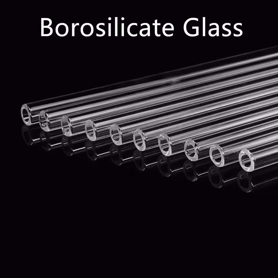 Reusable Glass Straws with Bubble Ends — 5.5-Inch Borosilicate Set