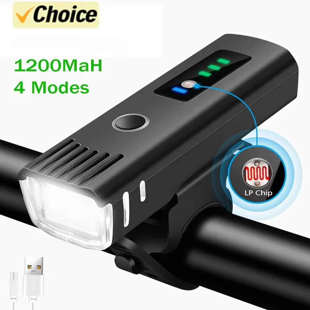 Rechargeable Bicycle LED Headlight — Waterproof Front and Rear Safety Lights