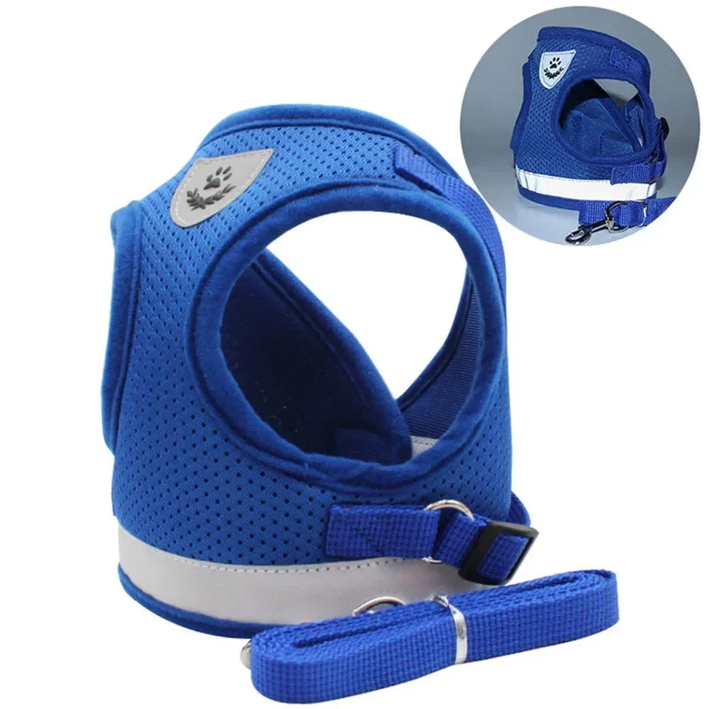 Reflective Mesh Pet Harness and Leash Set — Breathable Adjustable Vest