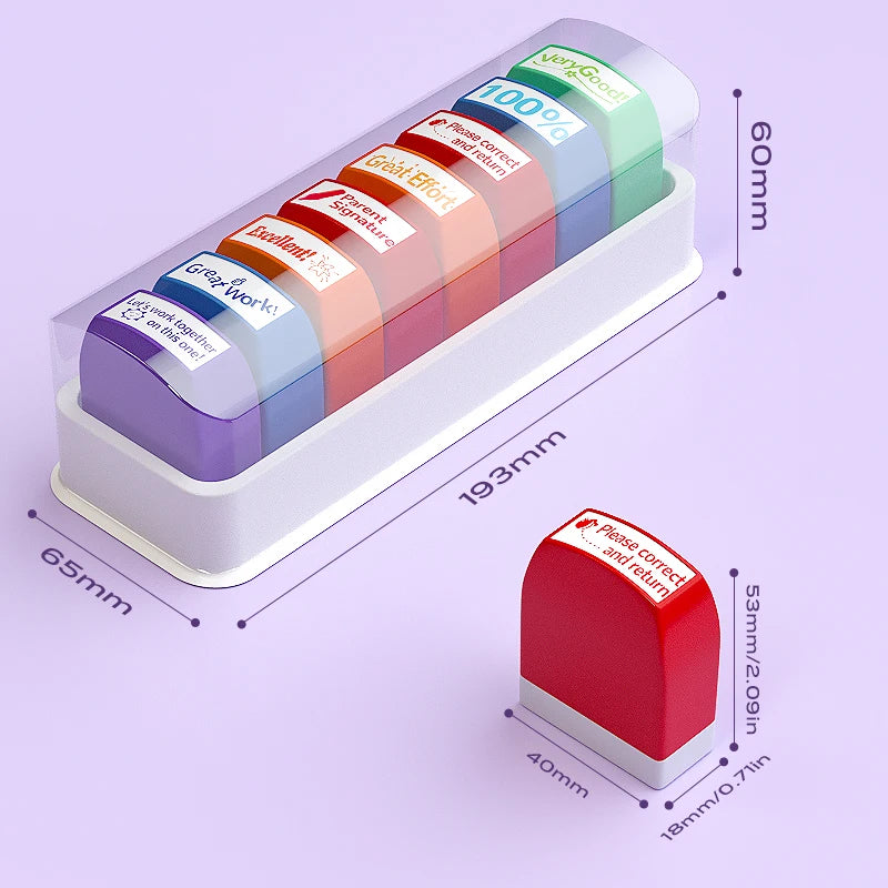 Automatic Inking Teacher Stamps — Set of 8 Classroom Grading Tools