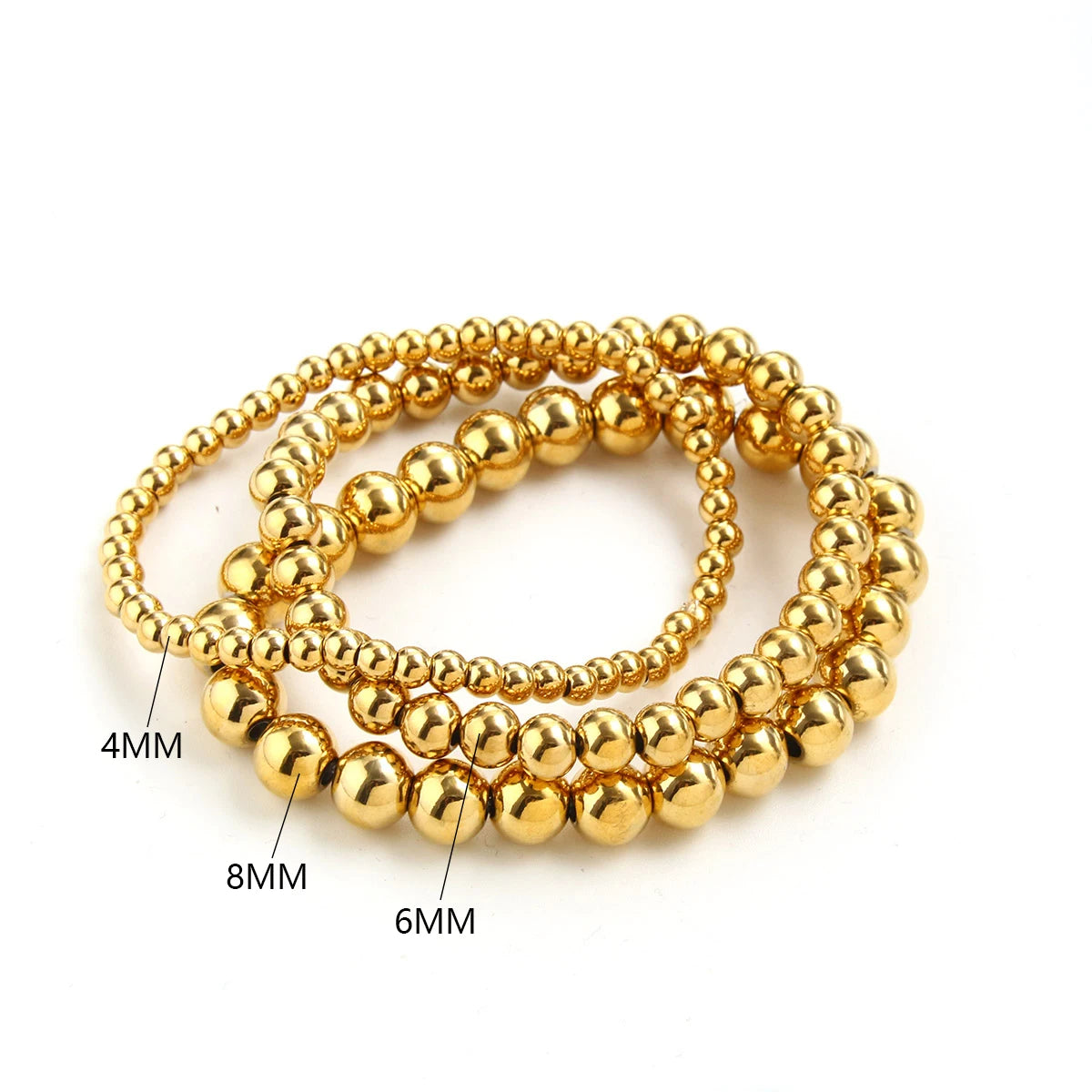 MHS.SUN Stainless Steel Beaded Bracelet — Gold Plated Stackable Jewelry