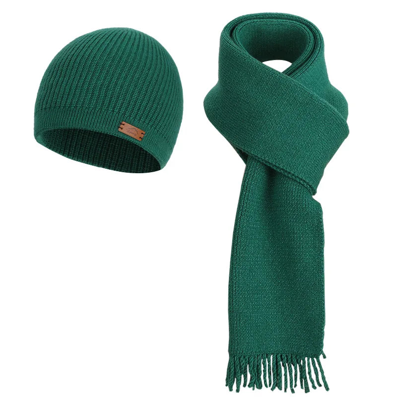 KINIJA Women's Winter Knit Set — Warm Plush Hat, Scarf & Gloves