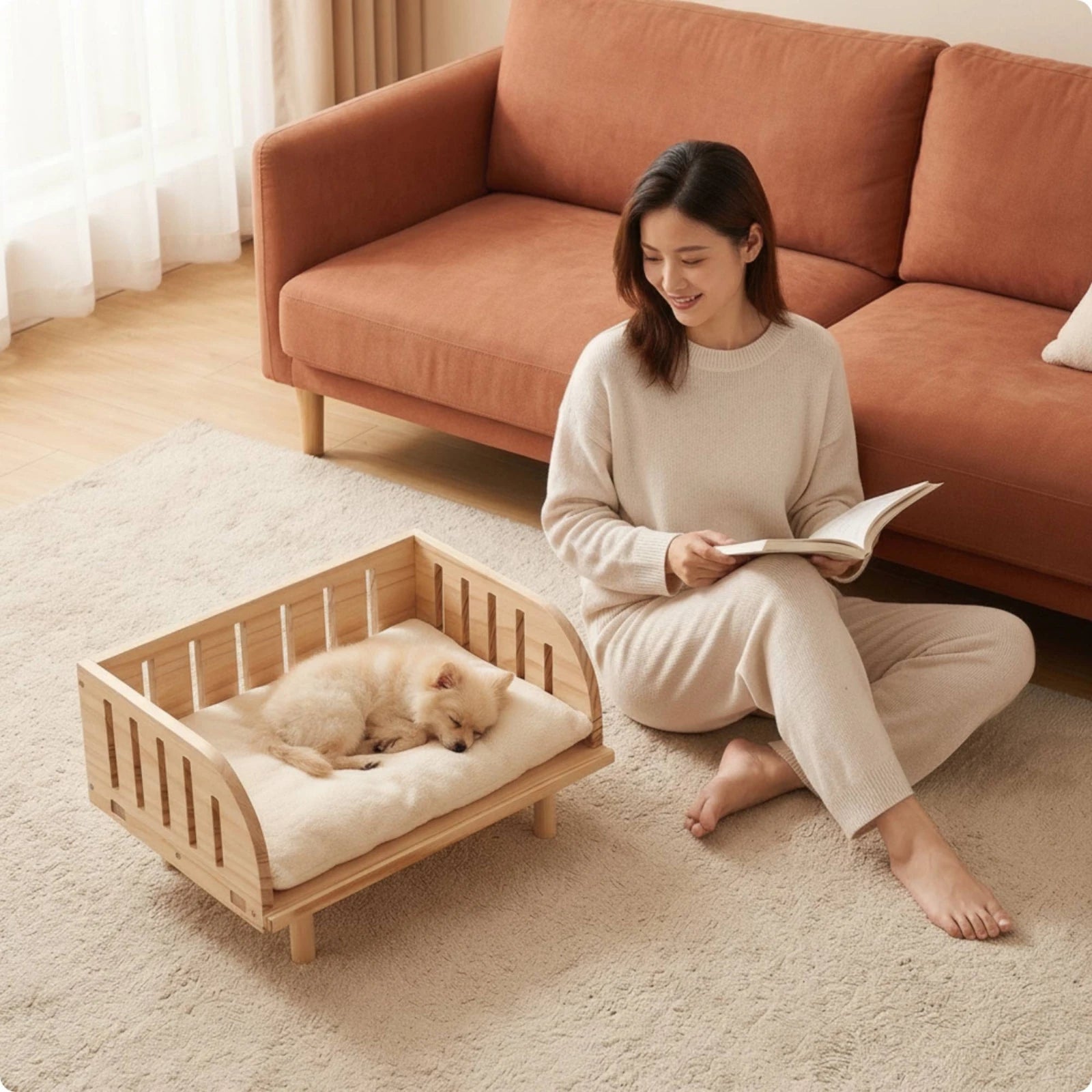Wooden Raised Pet Bed — Sturdy Elevated Furniture for Small Dogs & Cats