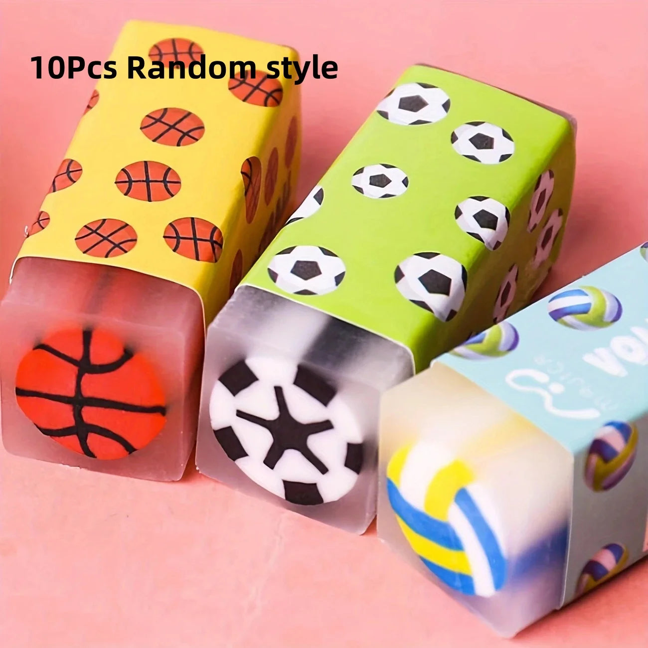 Sport Ball Shaped Erasers — 10-Piece Set for Classroom Rewards