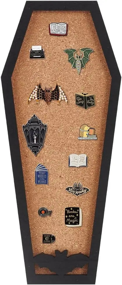 Coffin Bat Shaped Cork Board — Wall Mounted Pin & Brooch Display