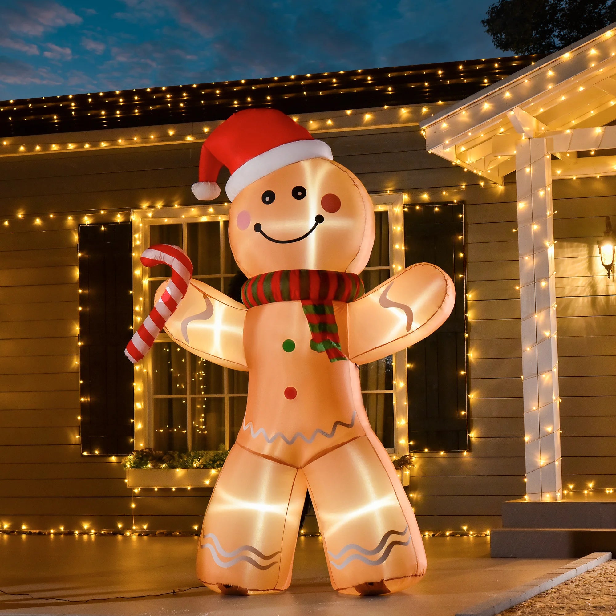 HOMCOM 8 ft Inflatable Gingerbread Man — Light-Up Outdoor Christmas Decor