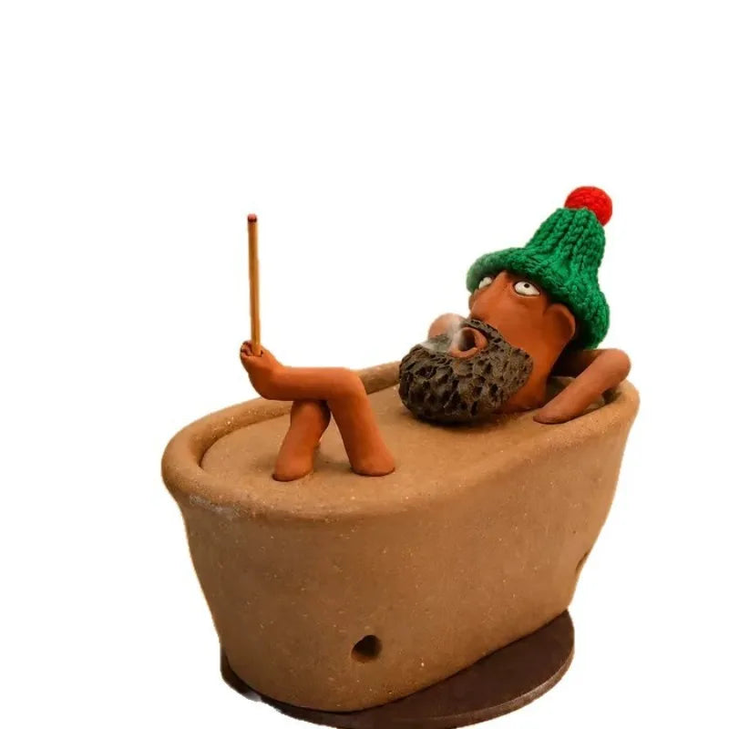 CHFENGASQ Lazy Bath Man Incense Burner — Relaxing Aromatherapy Holder