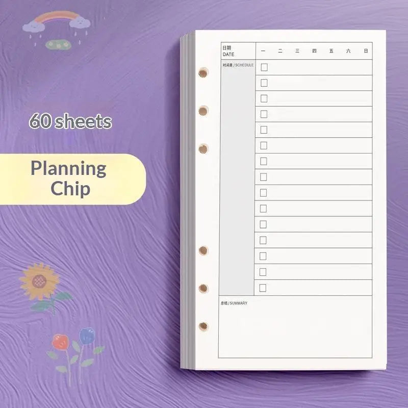 A6 6-Ring Binder Refill Paper — 60 Sheets of Premium Loose Leaf Inserts