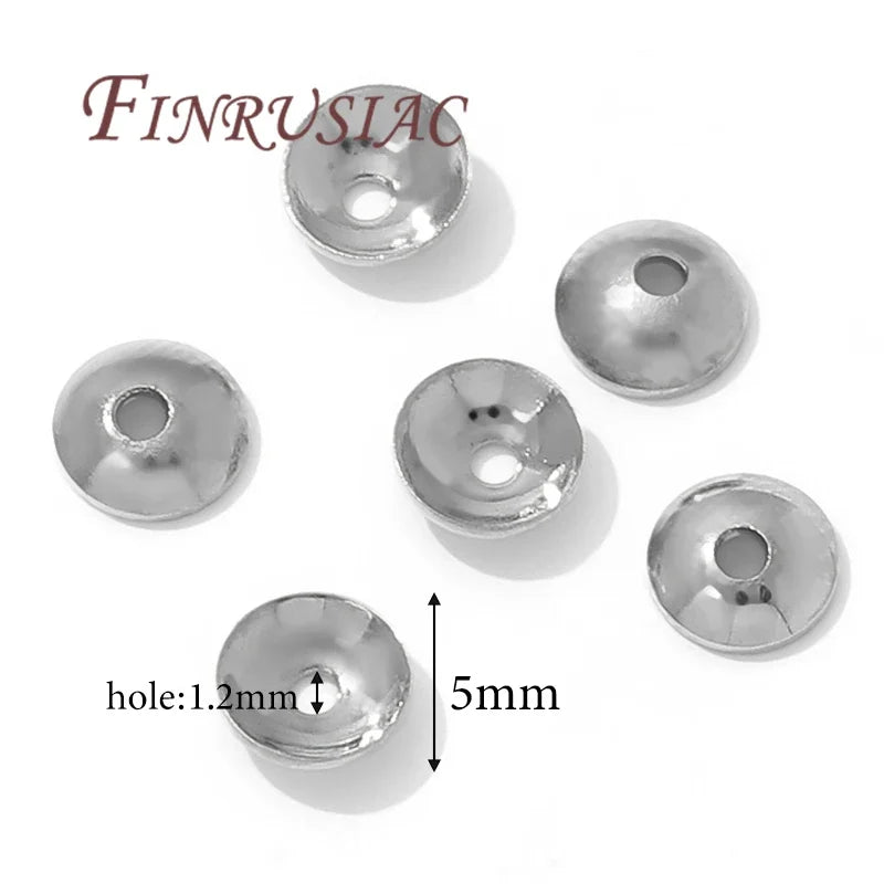 FINRUSIAC Gold Plated Brass Bead Caps — Round Jewelry Findings for DIY Necklaces