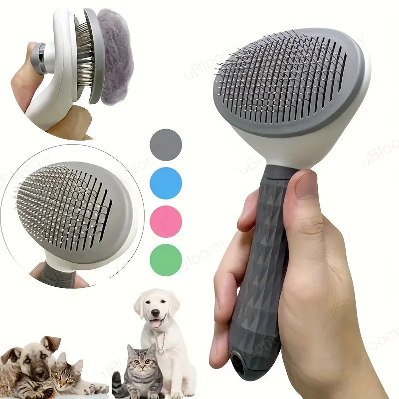 One-Click Pet Hair Removal Comb — Effortless Grooming Slicker Brush