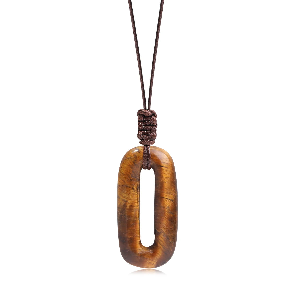 Natural Gemstone Circle Pendant — Ethnic Style Crystal Necklace