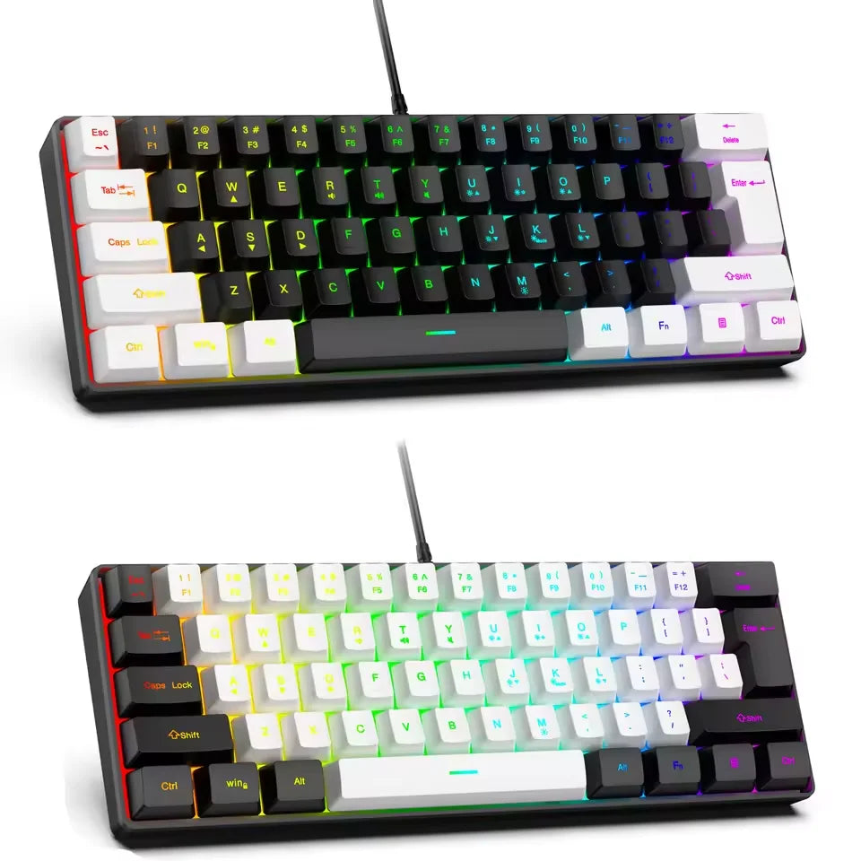 OBAME 61-Key Mechanical Mini Keyboard — Compact Wired RGB Gaming Keyboard