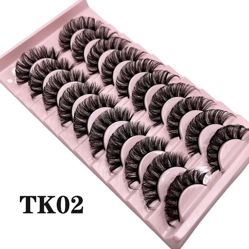 DINGSEN Dramatic False Eyelashes — Fluffy DD Curl Strip Lashes, 10 Pairs