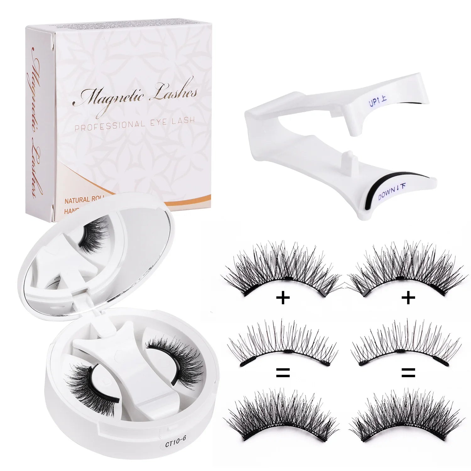 Goodobe Magnetic Eyelash Extension Set — Natural Long Strip Lashes with Tweezers