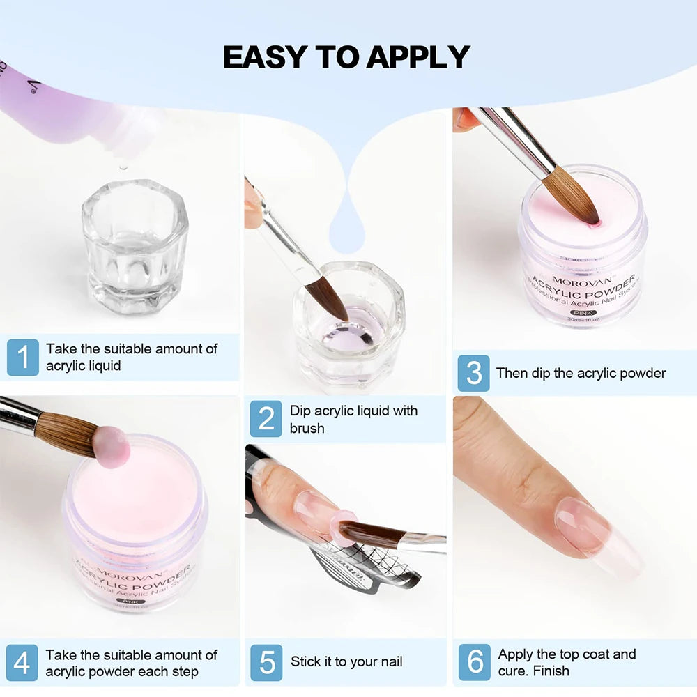 HotPress Professional Acrylic Nail Kit — 8-Piece Monomer and Powder Set