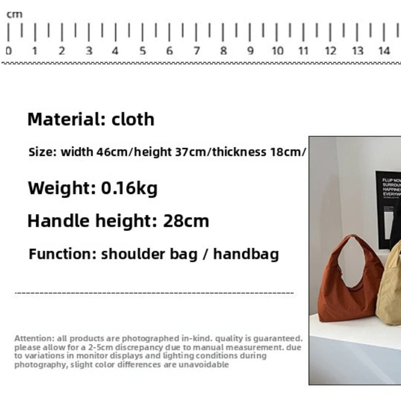 Soft Nylon Hobo Shoulder Bag — Large Capacity Lightweight Tote