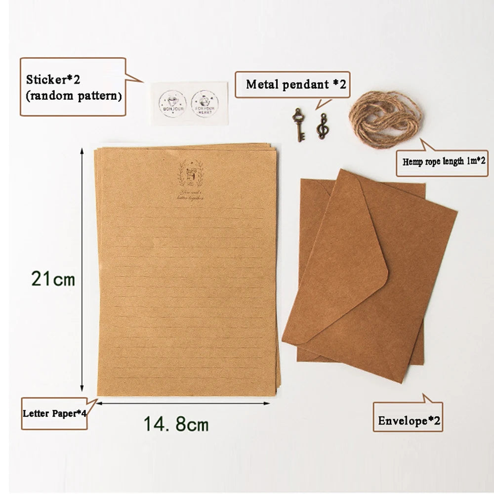 Kraft Paper Stationery Set — European Style Invitation Envelopes & Letter Pads