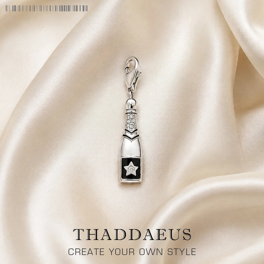 Thaddaeus Beer Theme Sterling Silver Charm — Cute Food & Beverage Pendant