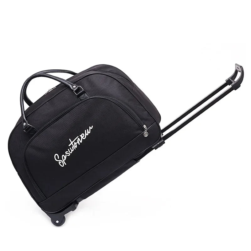 Foldable Trolley Duffle Bag — Large Capacity Rolling Travel Luggage