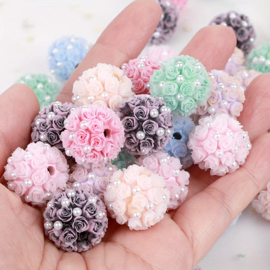 Multicolor Flower Rhinestone Clay Beads — 10pcs Jewelry Making Set
