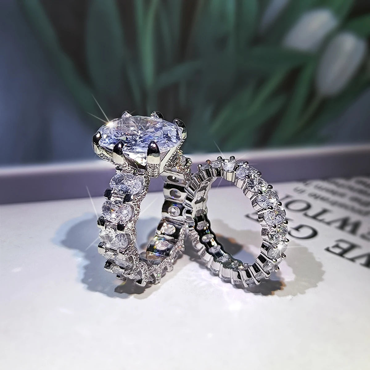 LYEE CYEE Moissanite Ring Set — 925 Sterling Silver Bridal Jewelry