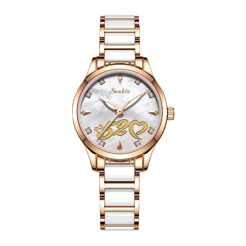 LIGE Luxury Rotating Quartz Watch — Sparkling Crystal Women's Fashion Accessory