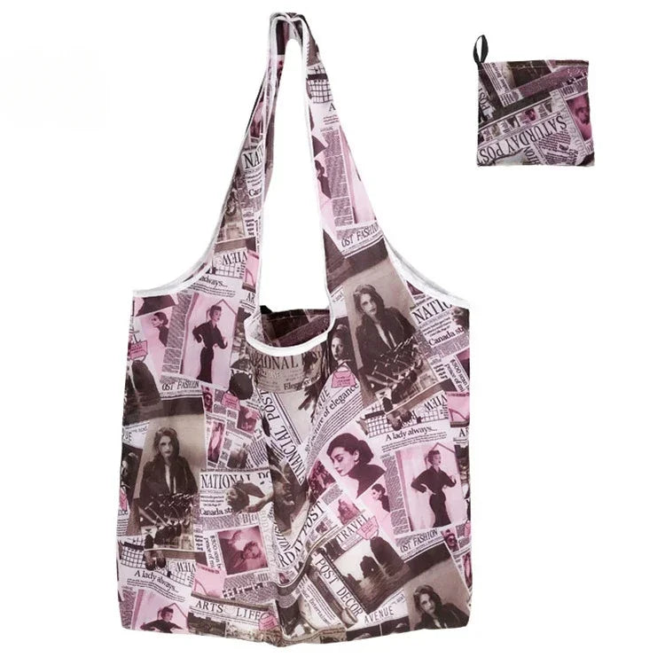 Foldable Reusable Shopping Bag — Large Capacity Animal Print Tote