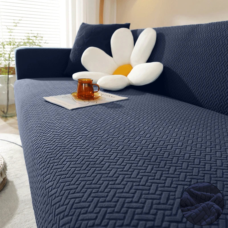 Jacquard Elastic Sofa Cover — Stretch Polar Fleece Slipcover Protector