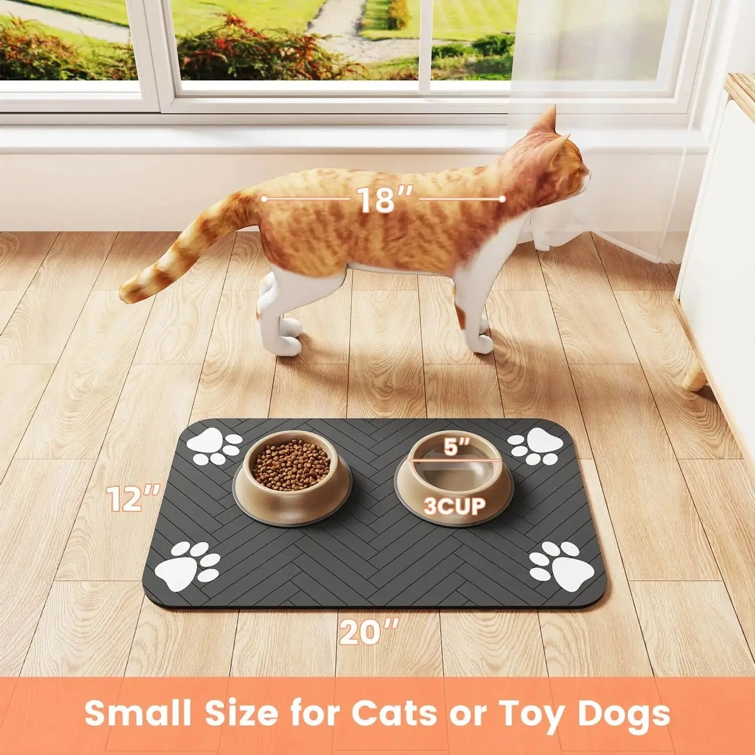 Absorbent Pet Feeding Mat — Waterproof Placemat with Non-Slip Rubber Backing