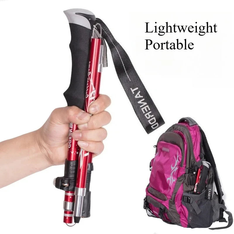 Aluminum Alloy Folding Hiking Stick — Lightweight Retractable Walking Pole
