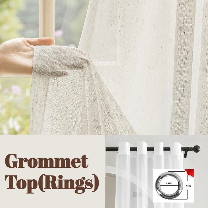 JESSANS Linen Textured Tulle Sheer Curtains — Luxury S-Fold Drapes for Home