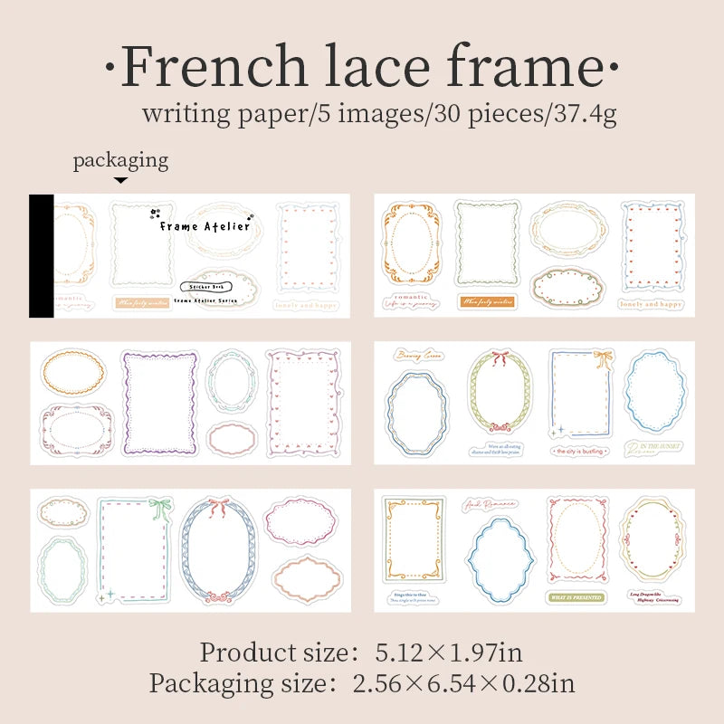 Vintage Border Frame Sticker Kit — 30 Pcs Large Scrapbooking Supplies